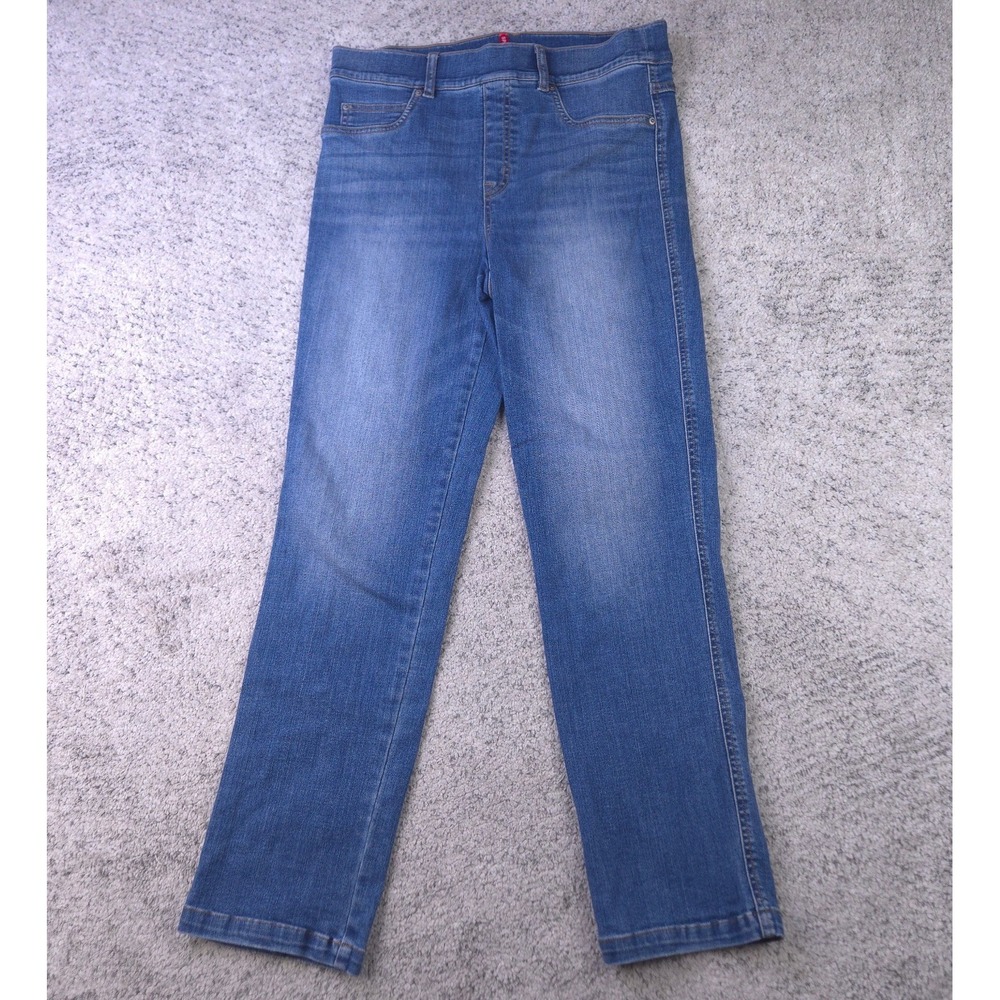 Spanx Pull On Jeans‎ Womens Large 32x30 Stretch Denim Slim Straight Distressed